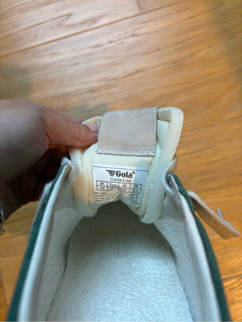 Gola Women's Green Suede Sneakers with White Stripes and Gum Sole - Picture 4 of 8